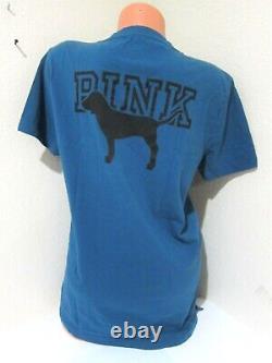 Victoria Secret Pink BLUE CORAL DOG LOGO TEE SHIRT XL BOYFRIEND PANT L COZY SET