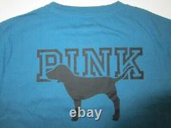 Victoria Secret Pink BLUE CORAL DOG LOGO TEE SHIRT XL BOYFRIEND PANT L COZY SET