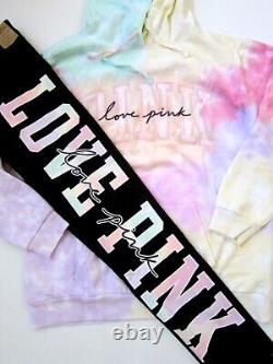 Victoria Secret Pink FREYA TIE DYE LOGO PULLOVER HOODIE LEGGING PANT XL 2XL SET