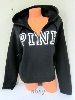 Victoria Secret Pink LOGO PULLOVER 3/4 ZIP PULLOVER HOODIE BOYFRIEND PANT L SET