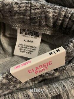 Victoria Secret Pink Medium SET Classic Sweatpants Pant 2 Shirts Gray Pink Logo