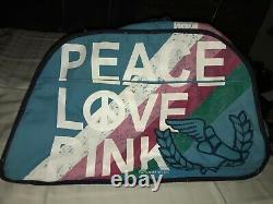 Victoria's Secret PEACE LOVE PINK Roll Wheel DUFFEL BAG Luggage DOG NUT Hippie