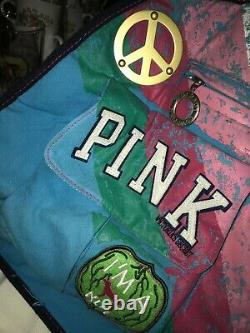 Victoria's Secret PEACE LOVE PINK Roll Wheel DUFFEL BAG Luggage DOG NUT Hippie