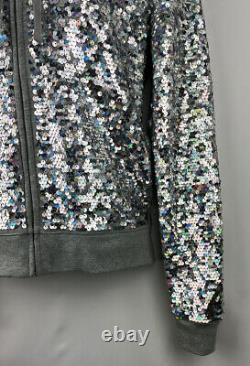 Victoria's Secret PINK 2013 Fashion Show Silver Gray Sequin Hoodie Jacket Size S