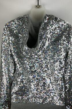 Victoria's Secret PINK 2013 Fashion Show Silver Gray Sequin Hoodie Jacket Size S