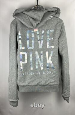 Victoria's Secret PINK 2013 Fashion Show Silver Gray Sequin Hoodie Jacket Size S