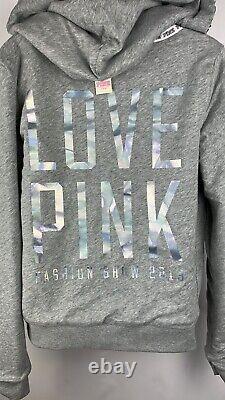 Victoria's Secret PINK 2013 Fashion Show Silver Gray Sequin Hoodie Jacket Size S