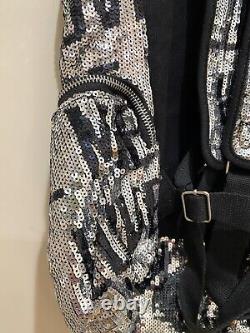 Victoria's Secret PINK Fashion Show Bling Sequin KISS Canvas Backpack Large NWT