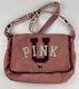 Victoria's Secret PINK Messenger Bag Pink Corduroy Peace Sign Heart Crossbody