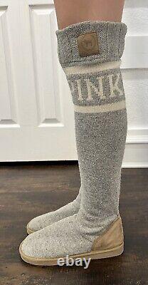 Victoria's Secret PINK Sweater Sock Boots Knee High Slipper Mukluk L 9-10 RARE