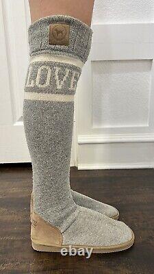 Victoria's Secret PINK Sweater Sock Boots Knee High Slipper Mukluk L 9-10 RARE