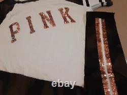 Victoria's Secret Pink Camo Bling Rose Gold Tee& & Camo Bling Leggings Htf