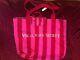 Victoria's Secret Pink & Red Stripe Canvas Tote/Beach/Shoulder Bag NWOT