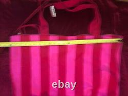 Victoria's Secret Pink & Red Stripe Canvas Tote/Beach/Shoulder Bag NWOT