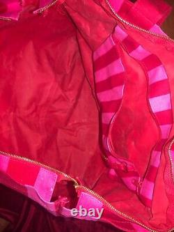 Victoria's Secret Pink & Red Stripe Canvas Tote/Beach/Shoulder Bag NWOT