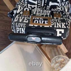 Victoria's Secret Pink-large Black White Love Graffiti Rolling Duffle Suitcase
