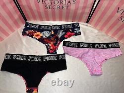 Victorias Secret PINK Cheekster Panty Thick Logo Band Medium 3 Pair RARE