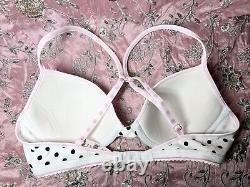 Victorias Secret PINK NWT VINTAGE POLKA DOT STRAPS DBL STRING Bra 36B Thong M
