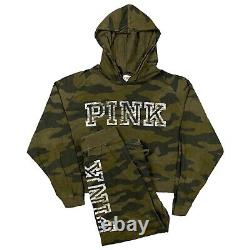 Victorias Secret Pink Camo Outfit Set Lightweight Joggers Hoodie Size Large / XL