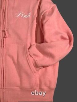 Victorias Secret Pink Full Zip Hoodie Shorts & Tee Shirt 3pc LXL CoralPeach NWT