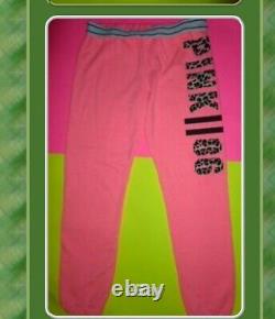 Victorias Secret Pink Hoodie Sweats pants set Neon Leopard Small/XS