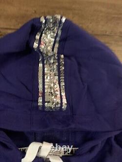 Victorias Secret Pink Purple SEQUINS Logo Bling Logo Hoodie NEW L