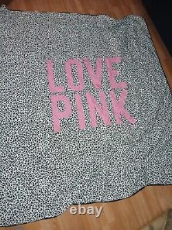 Vintage Leopard /Cheetah Print Victorias Secret Pink Quilted Blanket F/Q -D/X