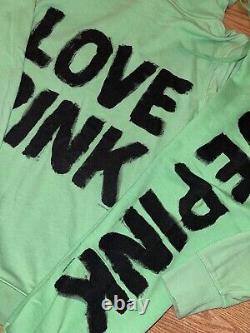 Vintage Victoria Secret PINK Neon Green Jogger Boyfriend Hoodie Outfit Set L