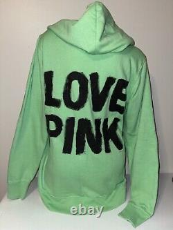 Vintage Victoria Secret PINK Neon Green Jogger Boyfriend Hoodie Outfit Set L