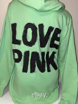 Vintage Victoria Secret PINK Neon Green Jogger Boyfriend Hoodie Outfit Set L