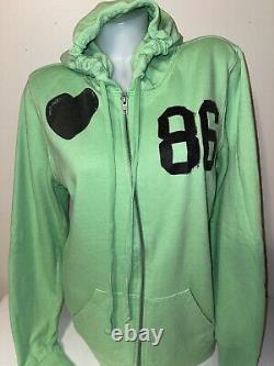 Vintage Victoria Secret PINK Neon Green Jogger Boyfriend Hoodie Outfit Set L