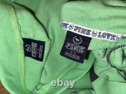 Vintage Victoria Secret PINK Neon Green Jogger Boyfriend Hoodie Outfit Set L