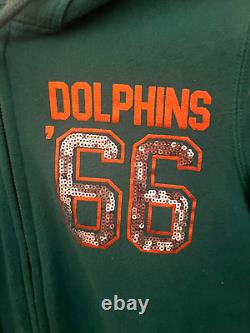 Vintage Victoria's Secret PINK Miami Dolphins Green Sequin Full Zip XS Jacket