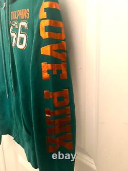 Vintage Victoria's Secret PINK Miami Dolphins Green Sequin Full Zip XS Jacket