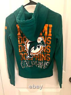 Vintage Victoria's Secret PINK Miami Dolphins Green Sequin Full Zip XS Jacket