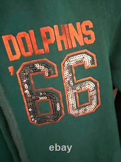 Vintage Victoria's Secret PINK Miami Dolphins Green Sequin Full Zip XS Jacket