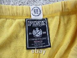 Vintage Victorias Secret Pink Dog Y2K Sweat Suit Capri Shorts Large Med Yellow