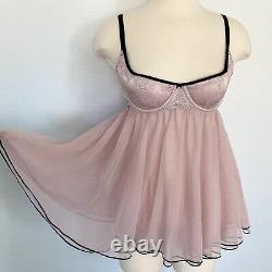 Y2K Victoria's Secret Ballerina Babydoll Satin Mesh Chemise Fairy Slip Dress