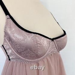 Y2K Victoria's Secret Ballerina Babydoll Satin Mesh Chemise Fairy Slip Dress