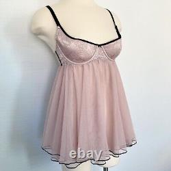 Y2K Victoria's Secret Ballerina Babydoll Satin Mesh Chemise Fairy Slip Dress