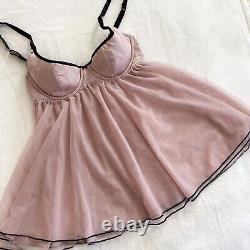 Y2K Victoria's Secret Ballerina Babydoll Satin Mesh Chemise Fairy Slip Dress