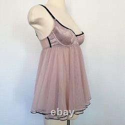 Y2K Victoria's Secret Ballerina Babydoll Satin Mesh Chemise Fairy Slip Dress