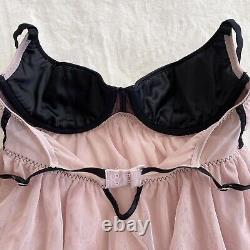 Y2K Victoria's Secret Ballerina Babydoll Satin Mesh Chemise Fairy Slip Dress