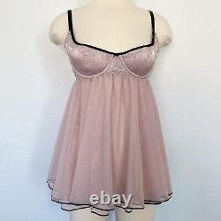 Y2K Victoria's Secret Ballerina Babydoll Satin Mesh Chemise Fairy Slip Dress